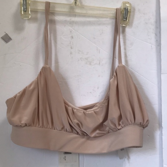 Clubl London NEW Bralette Nude Tank Bra Ruched Straps Stretch Wide Band Tan Tags - Picture 1 of 10